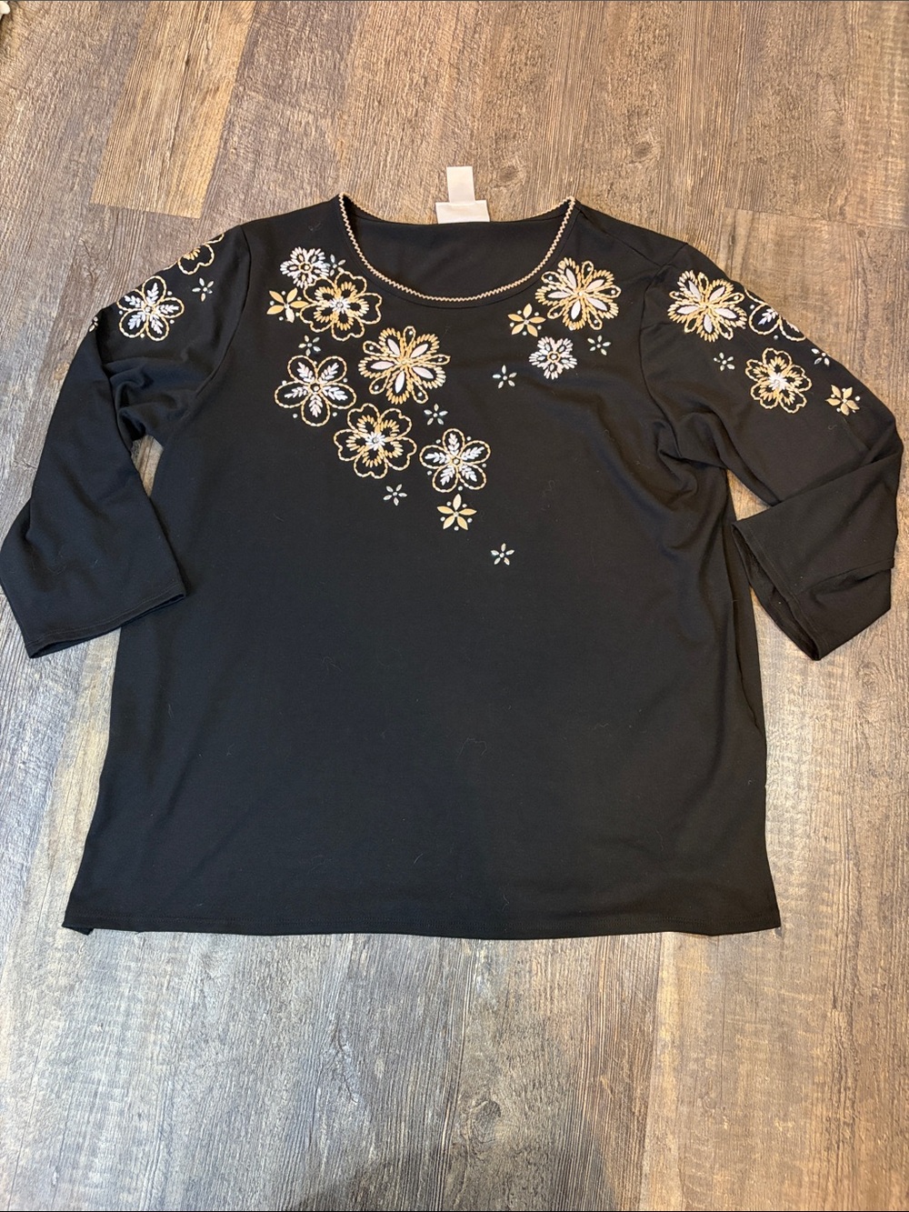 Alfred Dunner Scoop Neck Top withFloral Embroidery